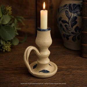 Vintage Williamsburg Colonial Candlestick Handcrafted Stoneware Ceramic Pottery